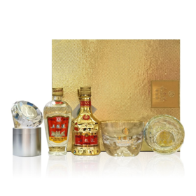 五粮液股份 金装+交杯(烟缸水杯金色礼盒) 浓香型 52度 50ml 礼盒装