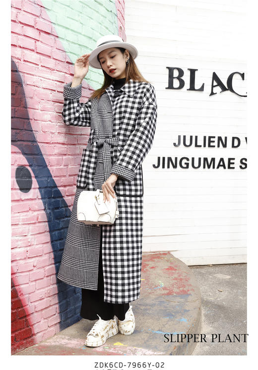 宗洋&卓蔻兰 女士长款时尚格纹大衣ZDK6CD7966Y-02 商品图1