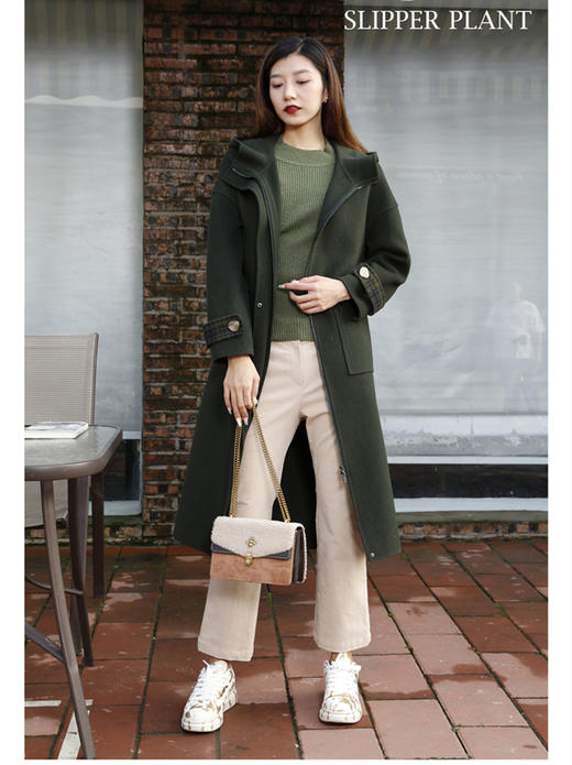 宗洋&卓蔻兰女士中长款宽松连帽式大衣ZDK1CD7907-58 商品图3