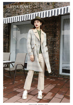 宗洋&卓蔻兰女士中长款时尚格纹大衣ZDK1ZD7905-57