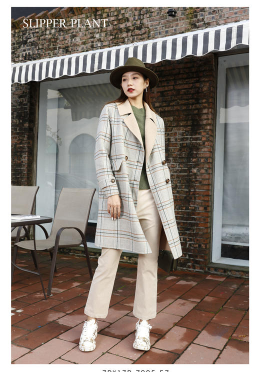 宗洋&卓蔻兰女士中长款时尚格纹大衣ZDK1ZD7905-57 商品图0