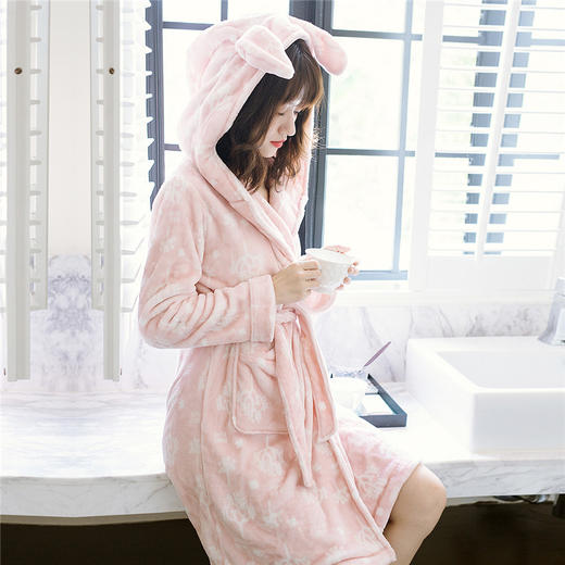 爱帝女式珊瑚绒加绒中厚保暖睡袍 商品图2