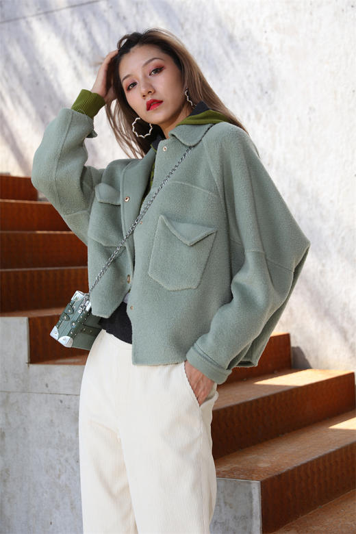 宗洋&卓蔻兰  女士短款双面宽松版大衣	ZDJ1DD7412-56 商品图0