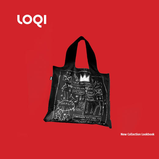 德国LOQI 巴斯奎特&凯斯哈林系列 万用环保袋 再生环保材料 单肩可折叠 旅行大容量 防泼水 超轻50g可承重40斤 涂鸦风 皇冠 头骨 安迪沃霍尔 商品图4