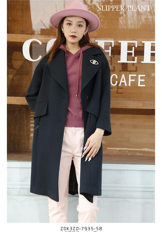 宗洋&卓蔻兰 女士中长款时尚宽松大衣ZDK3ZD7935-58 商品图1