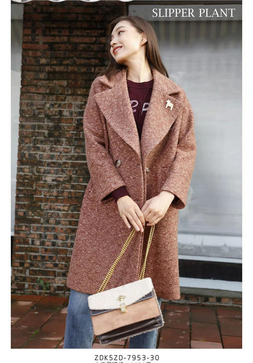 宗洋&卓蔻兰 女士中长款时尚宽松大衣ZDK5ZD7953Z-30 商品图3