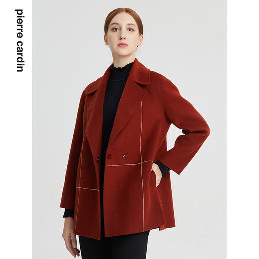 皮尔卡丹女装经典气质高级感通勤干练纯羊毛大衣P1482C1986C0
 商品图0