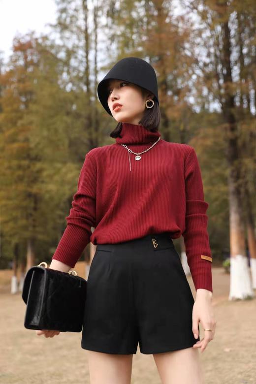 QG3957#呢料设计感高腰短裤 商品图2