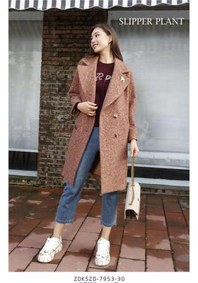 宗洋&卓蔻兰 女士中长款时尚宽松大衣ZDK5ZD7953Z-30