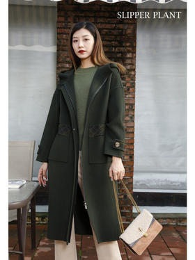 宗洋&卓蔻兰女士中长款宽松连帽式大衣ZDK1CD7907-58