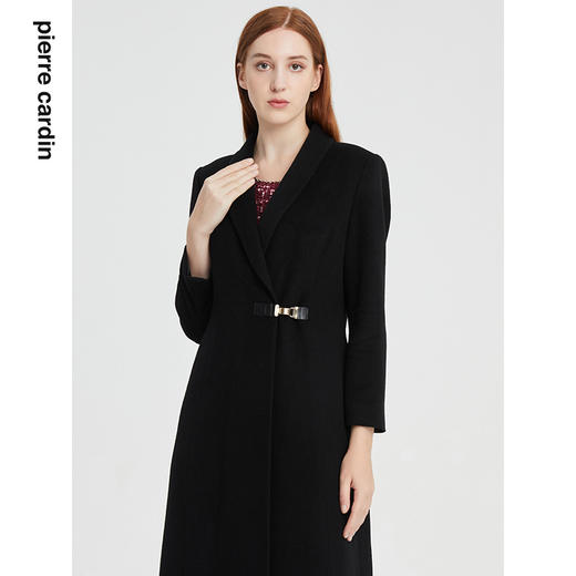 皮尔卡丹女装大衣黑色长款经典外套通勤保暖羊毛外套P1437C1960B0
 商品图3