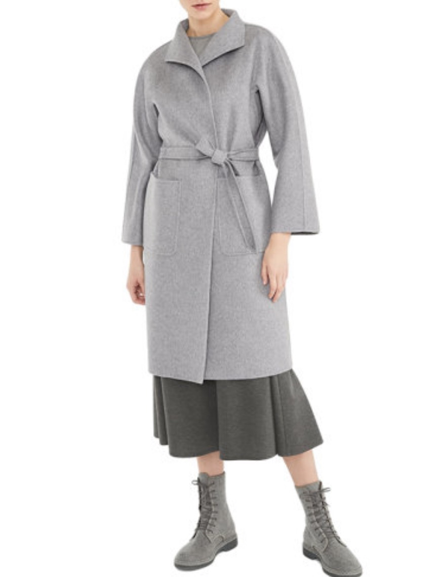 m家多色纯羊绒水波纹大衣lilia