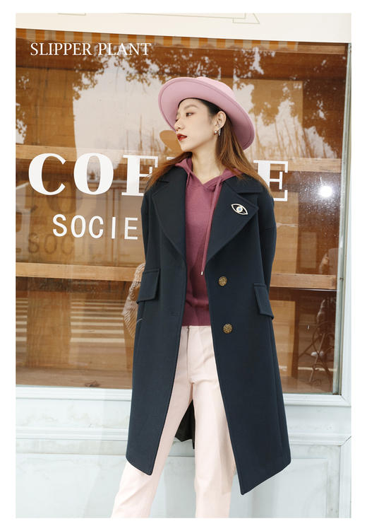 宗洋&卓蔻兰 女士中长款时尚宽松大衣ZDK3ZD7935-58 商品图3