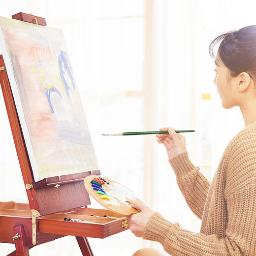 中盛画材 305单双绿杆原鬃 猪鬃水粉笔水粉套装笔油画笔 商品图4