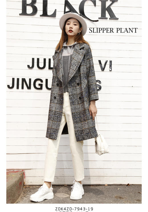 宗洋&卓蔻兰女士中长款时尚格纹大衣	ZDK4CD7943-19 商品图0
