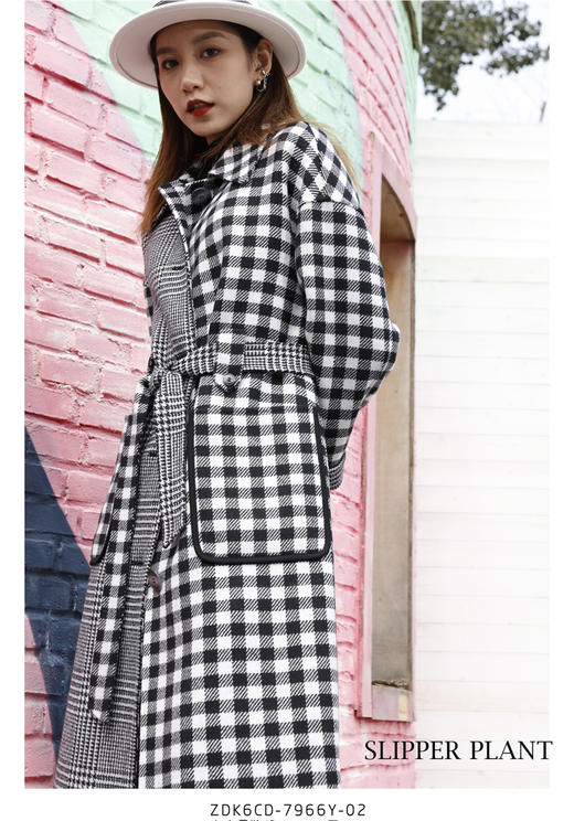 宗洋&卓蔻兰 女士长款时尚格纹大衣ZDK6CD7966Y-02 商品图3