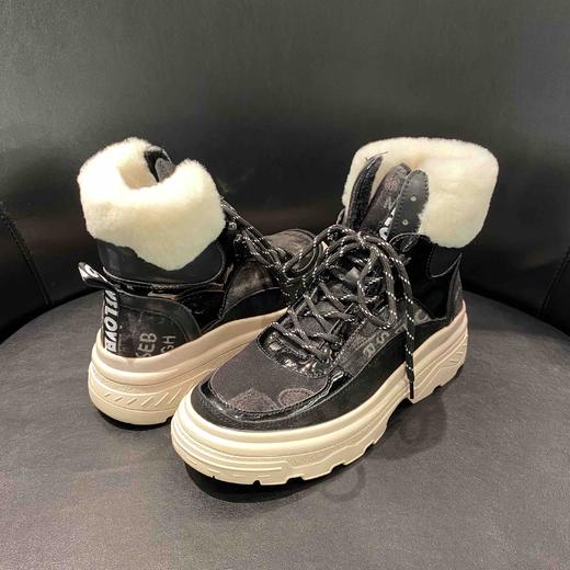 lfgj jeans BA404  平底高帮潮流加绒保暖毛口棉鞋磨砂皮休闲鞋雪地靴 商品图1