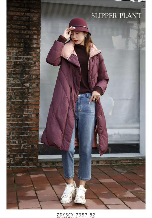 宗洋&卓蔻兰 女士中长款时尚百搭羽绒服ZDK5CY7957-82 商品图3