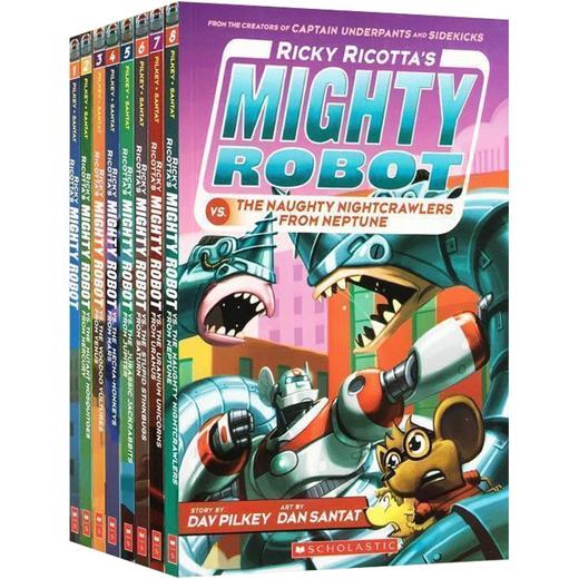 威猛机器人8册全套 英文原版绘本 Ricky Ricotta's Mighty Robot 全彩漫画幽默故事书 内裤超人作者 6-12岁学乐儿童英语桥梁章节书 商品图4