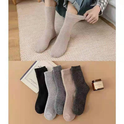 【服饰鞋包】-羊毛袜子冬男袜女袜中筒加厚纯色长袜男士 商品图0