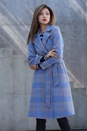 宗洋&卓蔻兰女士长款时尚格纹大衣ZDJ3CD7440-48