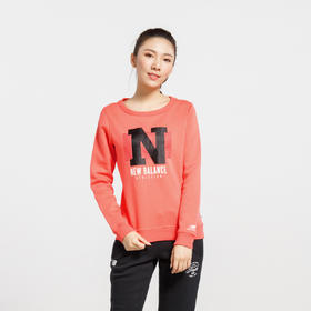 New Balance 保暖内加绒 女款柔软潮搭大LOGO印图长袖卫衣AWT64609-HTC