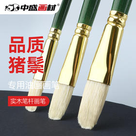 中盛画材重庆猪鬃油画笔F262单支长杆水粉笔水彩笔丙烯笔