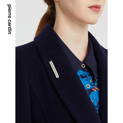 皮尔卡丹女装大衣长款含羊绒翻翻领商务通勤毛呢外套P1453C1998N0 商品图3