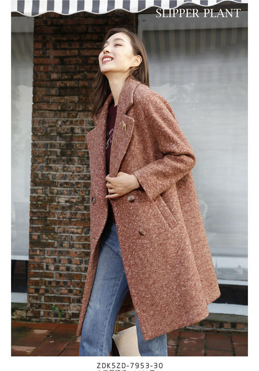 宗洋&卓蔻兰 女士中长款时尚宽松大衣ZDK5ZD7953Z-30 商品图2