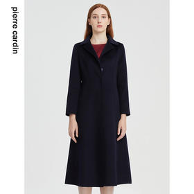 皮尔卡丹女装职场简约羊毛通勤气质中长款大衣P1455C1969N0
