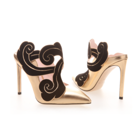 sheme新中式卷尾草创意款鹤鸣云间系列女式高跟鞋真皮定制时装鞋女鞋