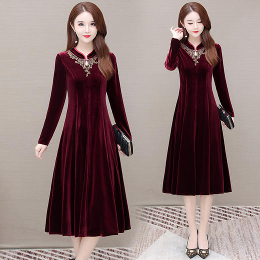 YWE YJY21F730时尚气质减龄长袖连衣裙 商品图0