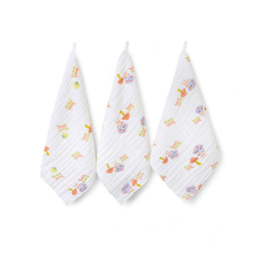 英氏22年新款泡泡纱婴儿手帕宝宝纯棉纱布巾3件装面巾YMJSJ02076A 商品图2