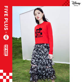 FIVE PLUS2022新款女春装泡泡玛特联名毛衣女刺绣字母米奇套头衫2WN1032080