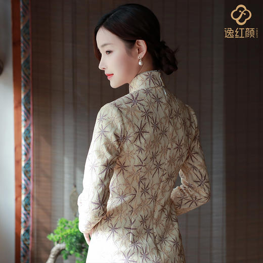 逸红颜旗袍2021秋冬新款 玉笛 蕾丝针织弹力修身复古改良版旗袍裙 商品图3