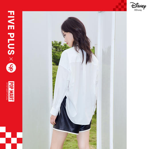 FIVE PLUS2022新款女春装泡泡玛特联名白衬衫女宽松学院领带衬衣2WN1010170 商品图2