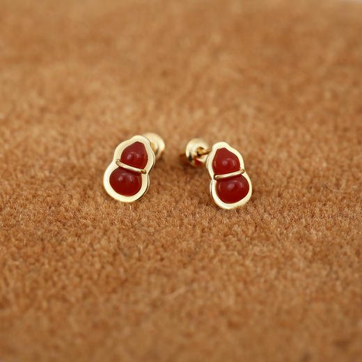 东长·福禄 红玛瑙葫芦项链耳饰手链925银镀金 天然宝石简约时尚设计师款女 商品图6