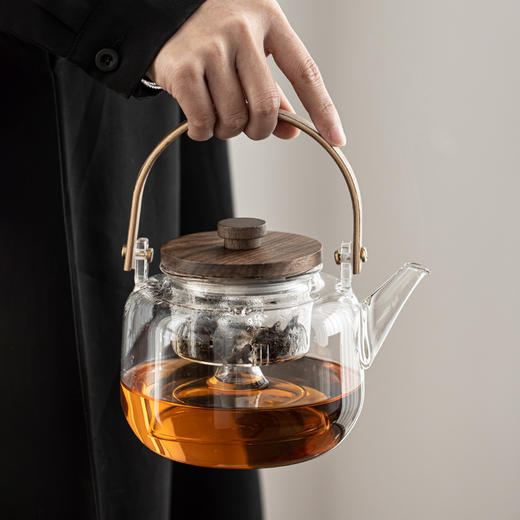 「胡桃木电陶炉煮茶器」自动断电家用养生蒸煮玻璃烧水壶 小型茶炉套装 商品图4