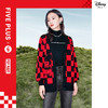 FIVE PLUS 2022新款女春装泡泡玛特联名格子毛衣开衫女卡通V领外套2WN1030090 商品缩略图0