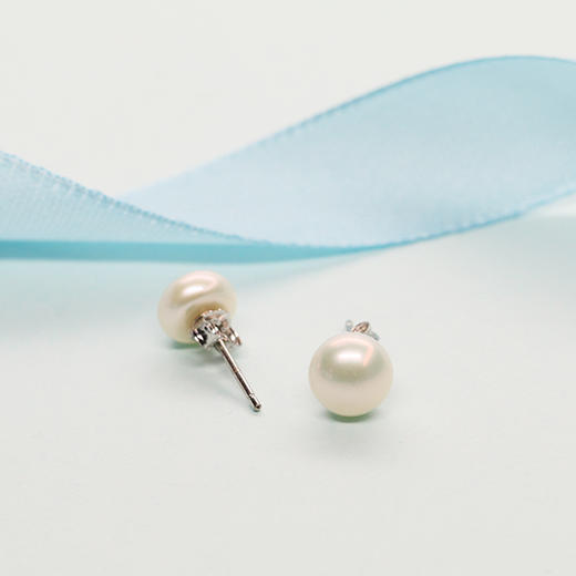 美裕【若华】银925淡水珍珠耳钉 6-7mm彩一根针 104983 商品图2