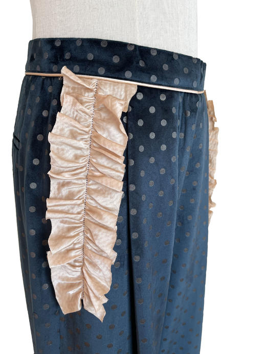 TYNVIE 花边袋口阔腿裤 - 蓝丝绒 商品图3