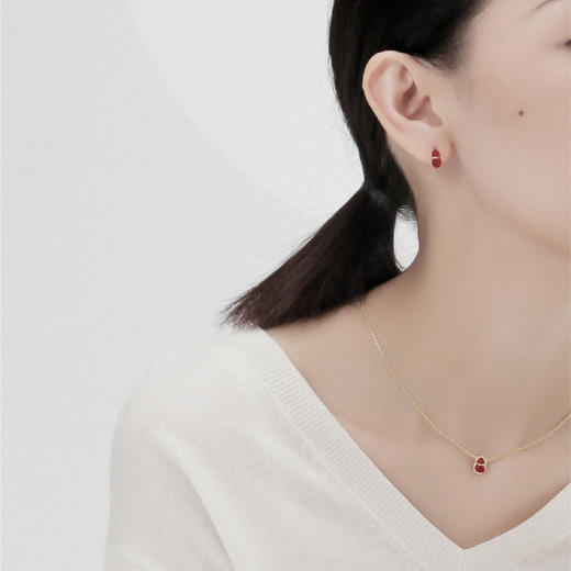 东长·福禄 红玛瑙葫芦项链耳饰手链925银镀金 天然宝石简约时尚设计师款女 商品图10