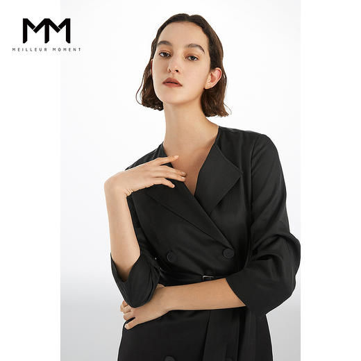 【商场同款】麦檬春复古简约双排扣V领连衣裙5C3190761 商品图0