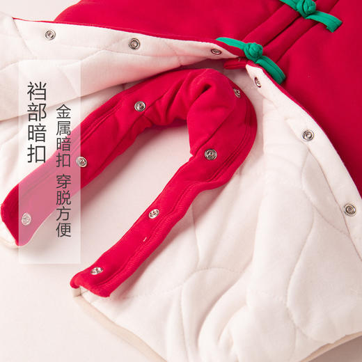 【中国风 精致刺绣 富贵满满】嘟嘟家婴儿连体衣拜年服秋冬装周岁宝宝衣服女加厚唐装冬季过年服 商品图2