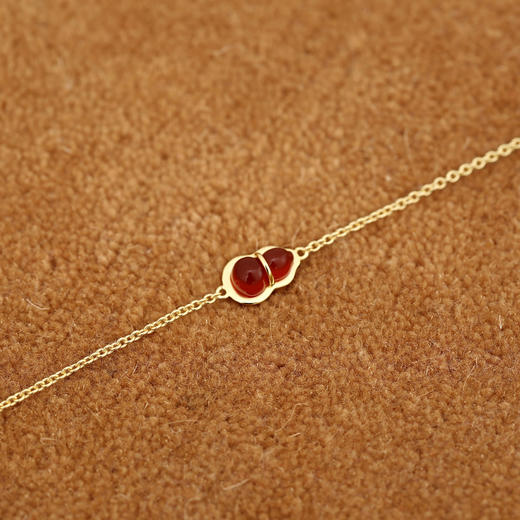 东长·福禄 红玛瑙葫芦项链耳饰手链925银镀金 天然宝石简约时尚设计师款女 商品图5