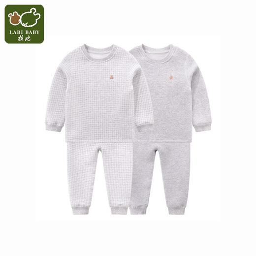 拉比-内衣类（冬）E1格子夹丝全开服套装/2套装 商品图2