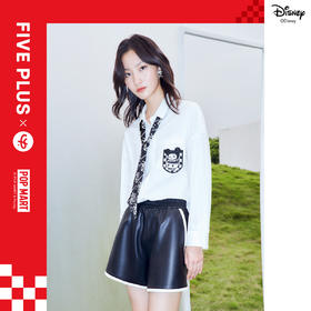 FIVE PLUS2022新款女春装泡泡玛特联名白衬衫女宽松学院领带衬衣2WN1010170