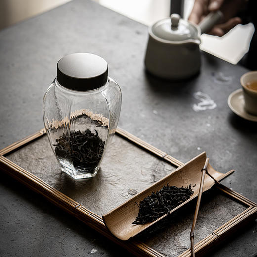 「日式锡合金盖双层密封玻璃茶叶罐」小号茶仓 花茶绿茶存茶罐 商品图1