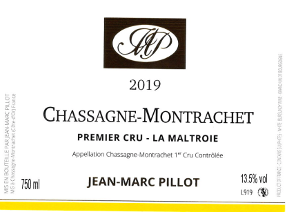 2019 JM Pillot, La Maltroie Chassagne-Montrachet 1er Cru【闪送】（65折）
