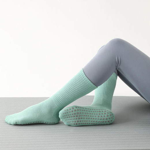 中筒瑜伽袜专业防滑秋冬款加厚过膝舞蹈袜普拉提耐磨室内地板袜 商品图5